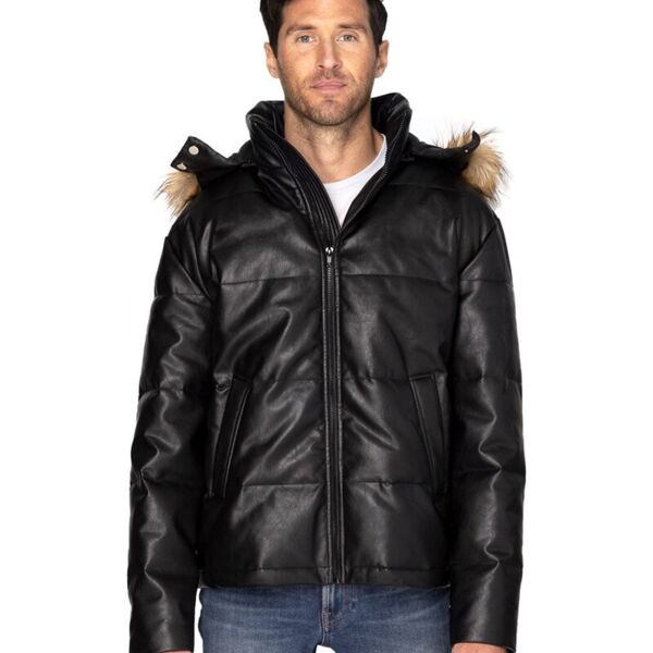 Unisex Vegan Leather Puffer Jacket Thumbnail